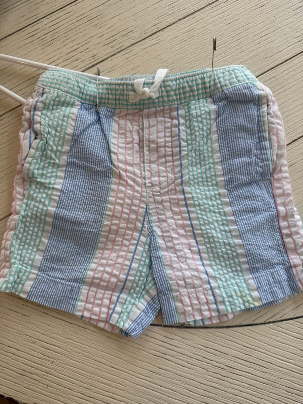 Janie and Jack Pastel Stripe Seersucker Shorts - Blue, Pink, Mint, White